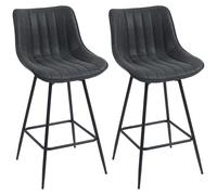 HOMCOM Set of 2 PU Leather Swivel Bar Stools - Black