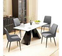 Homcom Set Of 2 Quilted Pu Leather Dining Chairs W/ Metal Frame 4 Legs Grey