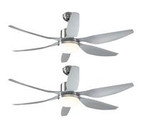 HOMCOM Set of 2 Reversible Ceiling Fan with Light, 6 Blades Indoor Modern Mount LED Lighting Fan with Remote Controller, for Bedroom, Living Room, Silver