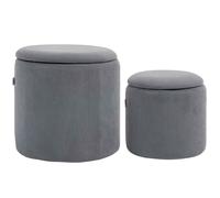 Homcom Ottomans Storage Nested Textured Grey 2pcs