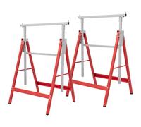 HOMCOM Set Of 2 Steel Saw Horses Telescopic Builders Work Bench Folding Red HOMCOM Red