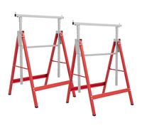 HOMCOM Set Of 2 Steel Saw Horses Telescopic Builders Work Bench Folding Red