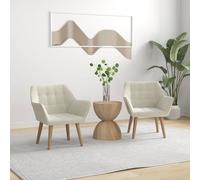 Homcom Set Of 2 Velvet-Feel Accent Chair With Slanted Back, Wood Legs, Cream Cream