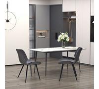 HOMCOM Set Of 2 Vintage Pu Leather Dining Chair Moulded Seats Steel Frame Grey, Grey