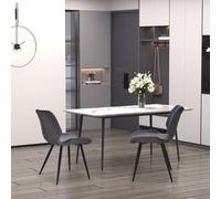 Homcom Set Of 2 Vintage Pu Leather Dining Chair Moulded Seats Padded Steel Frame Grey Grey
