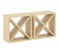 HOMCOM Set of 2 Wooden Wine Rack, X-Shaped Square Tabletop Storage Holder for 24 Bottle, Natural Wood