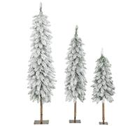 HOMCOM Set of 3 Pencil Flocked Christmas Tree, 3ft 4ft 5ft