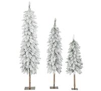 HOMCOM Set of 3 Pencil Flocked Christmas Tree Slim Downswept 3ft 4ft 5ft