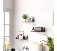HOMCOM Set of 3 Vintage Wall Shelves for Living Room Rustic Brown - Rustic Brown - 43.5L x 15.5W x 14.5Hcm
