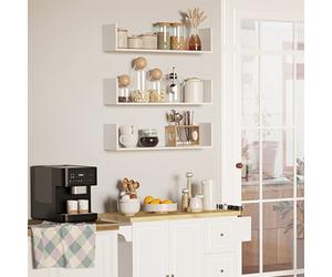 HOMCOM Set of 3 Wooden Floating Shelves Wall Mount CD Storage White