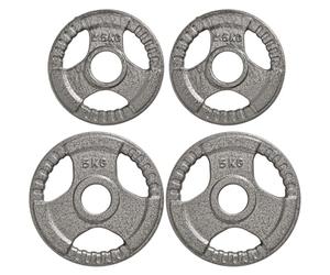 HOMCOM Set of 4 Cast Iron Weight Plate for 2 inch/5cm hole Dumbbell Handle Bar 15kg Dumbbell Plates Barbell Weight 2 x 5kg, 2 x 2.5kg