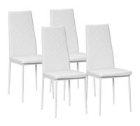 HOMCOM Set of 4 Faux Leather Dining Chairs - White