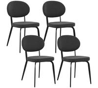 HOMCOM Set of 4 Sherpa Dining Chairs Boucle Kitchen Chairs with Back Black, Black