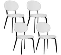 HOMCOM Set of 4 Sherpa Dining Chairs Boucle Kitchen Chairs with Back White
