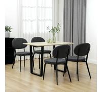 HOMCOM Set of 4 Sherpa Dining Chairs Boucle Kitchen Chairs with Back Black - Black