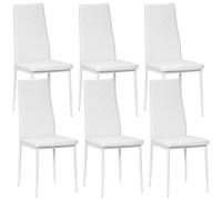 HOMCOM Set of 6 Faux Leather Dining Chairs - White
