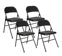 HOMCOM Set of Four Cushioned Steel Folding Chairs - Black