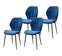 HOMCOM Set of Four Flannel Relaxed Tub Dining Chairs - Dark Blue Aosom UK