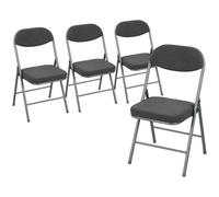 HOMCOM Set of Four Folding Corduroy Seat Chairs - Dark Grey