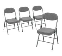 HOMCOM Set of Four Folding Corduroy Seat Chairs - Grey