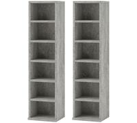 HOMCOM Set of Two 102 CD Storage Units - Cement Grey Aosom UK