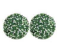 HOMCOM Set of Two Artificial Boxwood Balls Plants - White