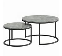 HOMCOM Set of Two Cement-Effect Stacking Tables - Grey