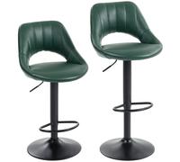 HOMCOM Set of Two Faux Leather Bar Stools - Dark Green