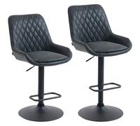 HOMCOM Set of Two Faux Leather Retro Bar Stools - Black