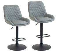 HOMCOM Set of Two Faux Leather Retro Bar Stools - Light Grey