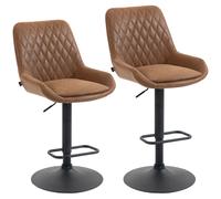 HOMCOM Set of Two Faux Leather Retro Bar Stools - Orange