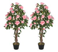 HOMCOM Set of Two Faux Rose Plants, with Pots