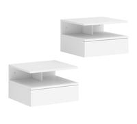 HOMCOM Set of Two Floating Bedside Tables - White