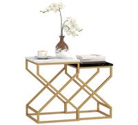 HOMCOM Set of Two Marble-Effect Nesting Tables