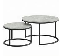 HOMCOM Set of Two Marble-Effect Stacking Tables - Grey
