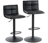 HOMCOM Set of Two Modern Faux Leather Bar Stools - Black