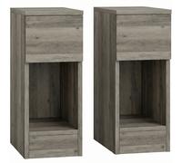 HOMCOM Set of Two Modern Storage Bedside Tables - Grey