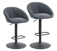 HOMCOM Set of Two Relaxed Tub Bar Stools - Dark Grey