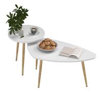 HOMCOM Set of Two Scandinavian-Style Coffee Tables - White Aosom UK