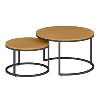 HOMCOM Set of Two Wood-Effect Stacking Tables - Brown