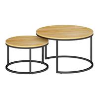 HOMCOM Set of Two Wood-Effect Stacking Tables - Natural