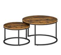 HOMCOM Set of Two Wood-Effect Stacking Tables - Rustic Brown