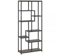 HOMCOM Seven-Tier Geometric Bookcase - Grey/Black