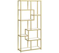 HOMCOM Seven-Tier Geometric Bookcase - White/Gold Tone