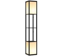 HOMCOM Shelf Floor Lamp with Dual Light, for Living Room, Bedroom, Black