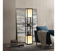 HOMCOM Shelf Floor Lamp with Dual Light, for Living Room Black