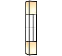 HOMCOM Shelf Floor Lamp with Dual Light, for Living Room, Bedroom, Black