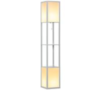 HOMCOM Shelf Floor Lamp with Dual Light, for Living Room Black