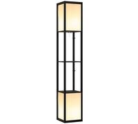HOMCOM Floor Lamp with Shelves and Dual Light, Modern Corner Standing Lamp for Living Room, Bedroom, Bulb not Included, Black