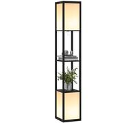 HOMCOM Shelf Floor Lamp with Dual Light, for Living Room Black